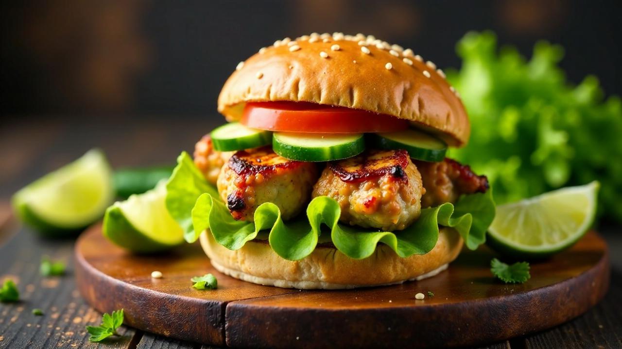 Singapurischer Chicken Satay Burger