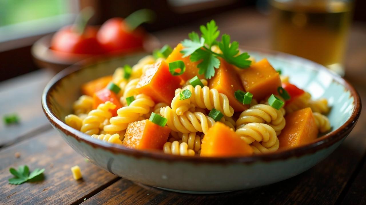 Süßkartoffel-Nudelsalat mit Honig-Dressing