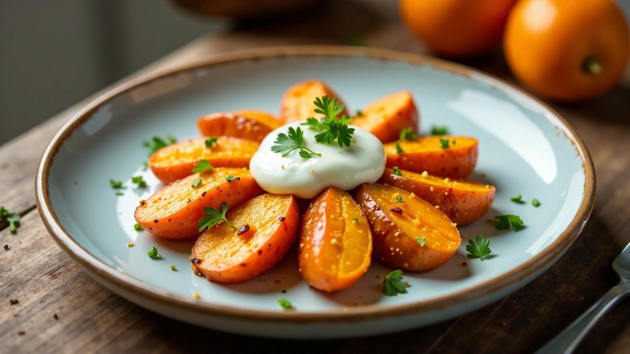 Süßkartoffel mit Knoblauchsauce