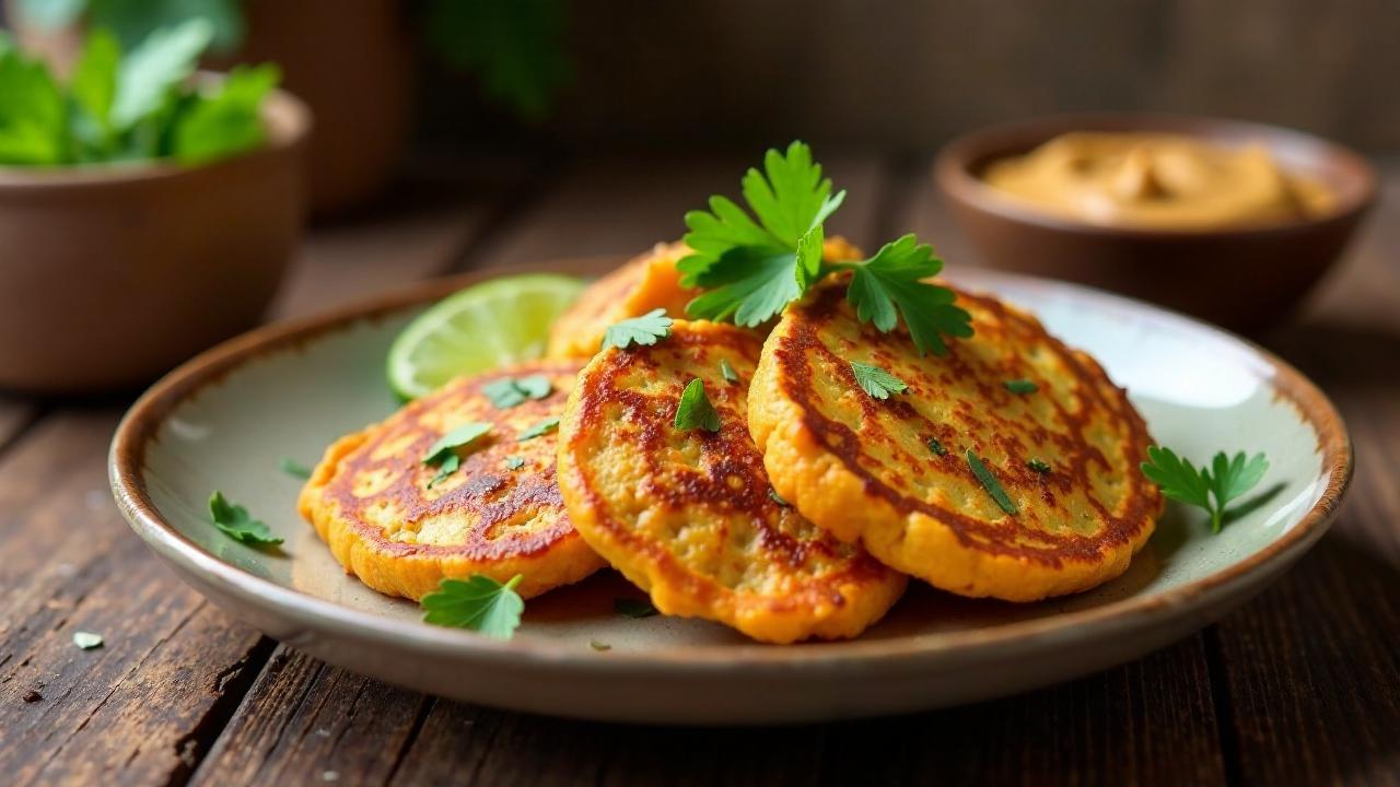 Süßkartoffelpfannkuchen im Thai-Stil