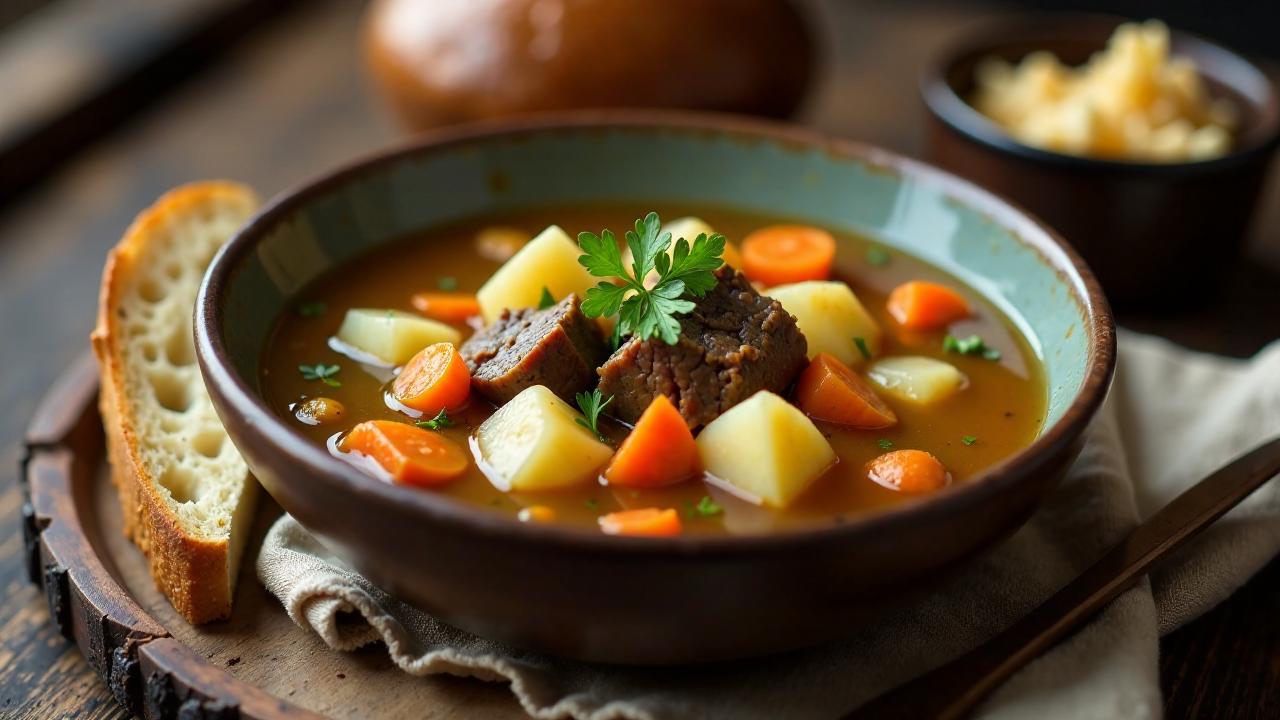 Skerpikjøt-Suppe mit Gemüse