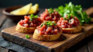 Skerpikjøt-Tartar mit Roggenbrot