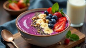 Smoothie-Bowl aus geretteten Beeren