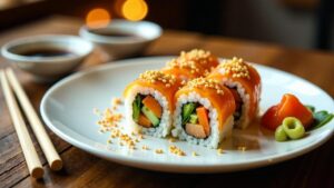 Soba Noodles and Sushi Roll (Soba-Nudeln und Sushi-Rolle)