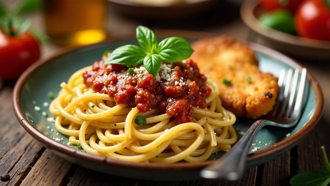 Spaghetti Bolognese mit Bayerischem Backhendl