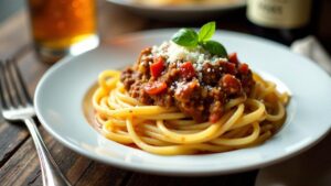 Spaghetti Bolognese mit Bayerischem Bier