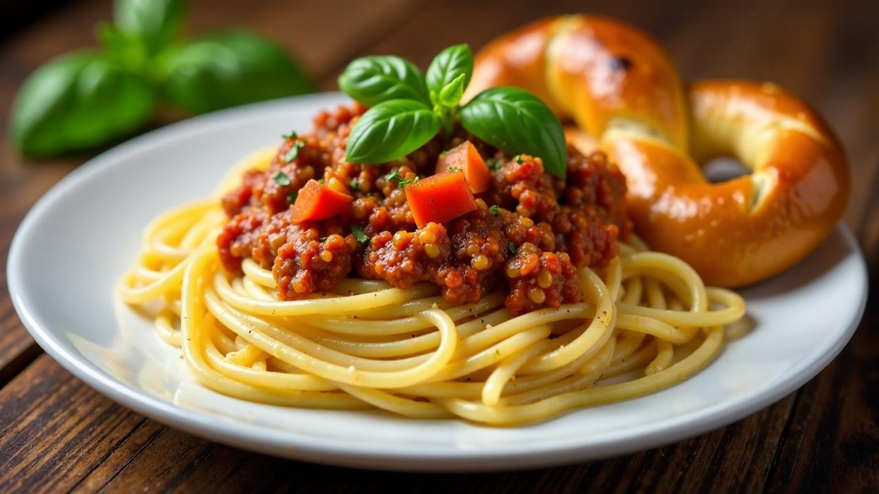 Spaghetti Bolognese mit Bayerischen Brezen