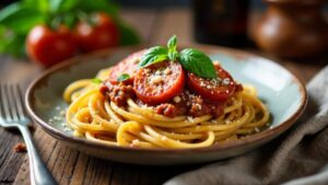 Spaghetti Bolognese mit Berliner Currywurst