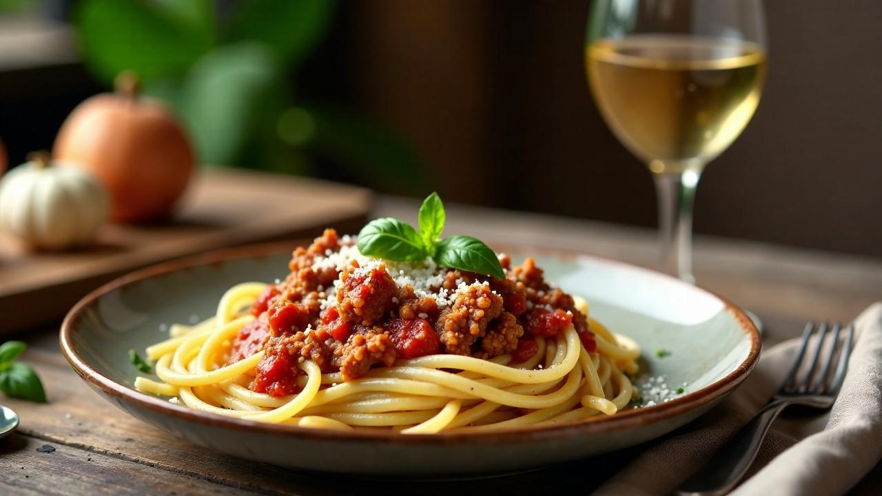 Spaghetti Bolognese mit Elsässer Riesling