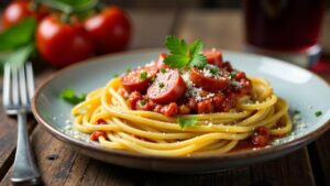 Spaghetti Bolognese mit Frankfurter Würstchen