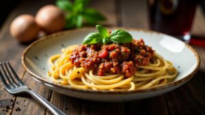 Spaghetti Bolognese mit Harzer Käse