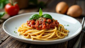 Spaghetti Bolognese mit Harzgerode Käsetaler