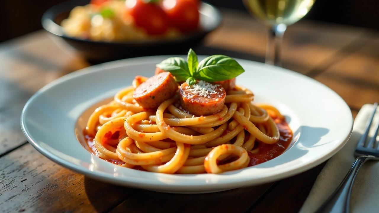 Spaghetti Bolognese mit Münchener Weißwurst