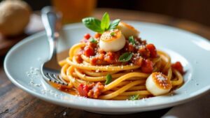 Spaghetti Bolognese mit Nordfriesischen Krabben