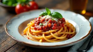 Spaghetti Bolognese mit Nordsee-Krabben