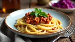 Spaghetti Bolognese mit Oberfränkischem Blaukraut