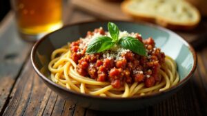 Spaghetti Bolognese mit Radeberger Bier