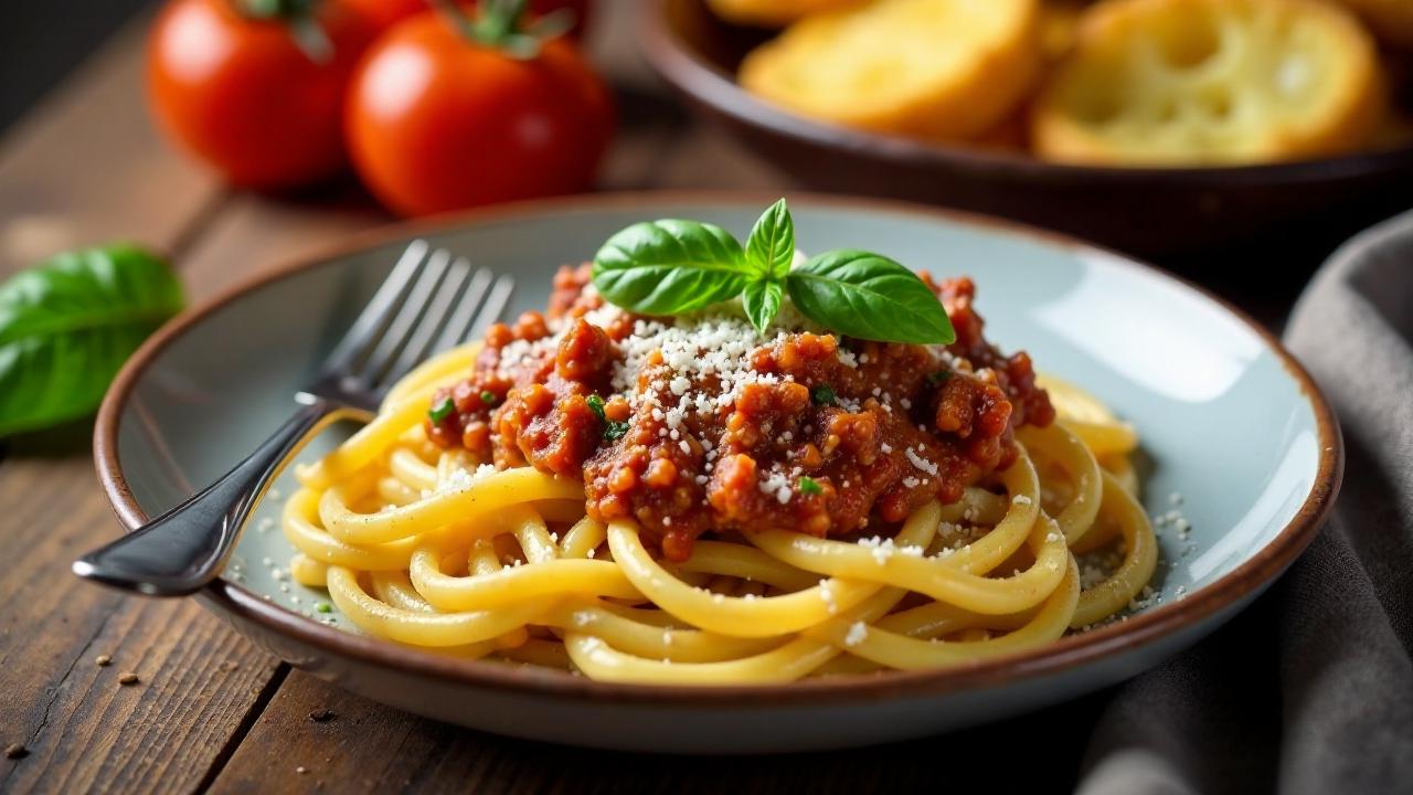 Spaghetti Bolognese mit Thüringischen Fettbemmeln