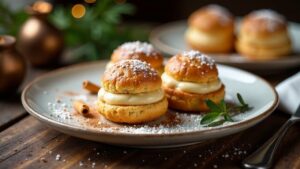 Spekulatius-Profiteroles mit Zimtcreme