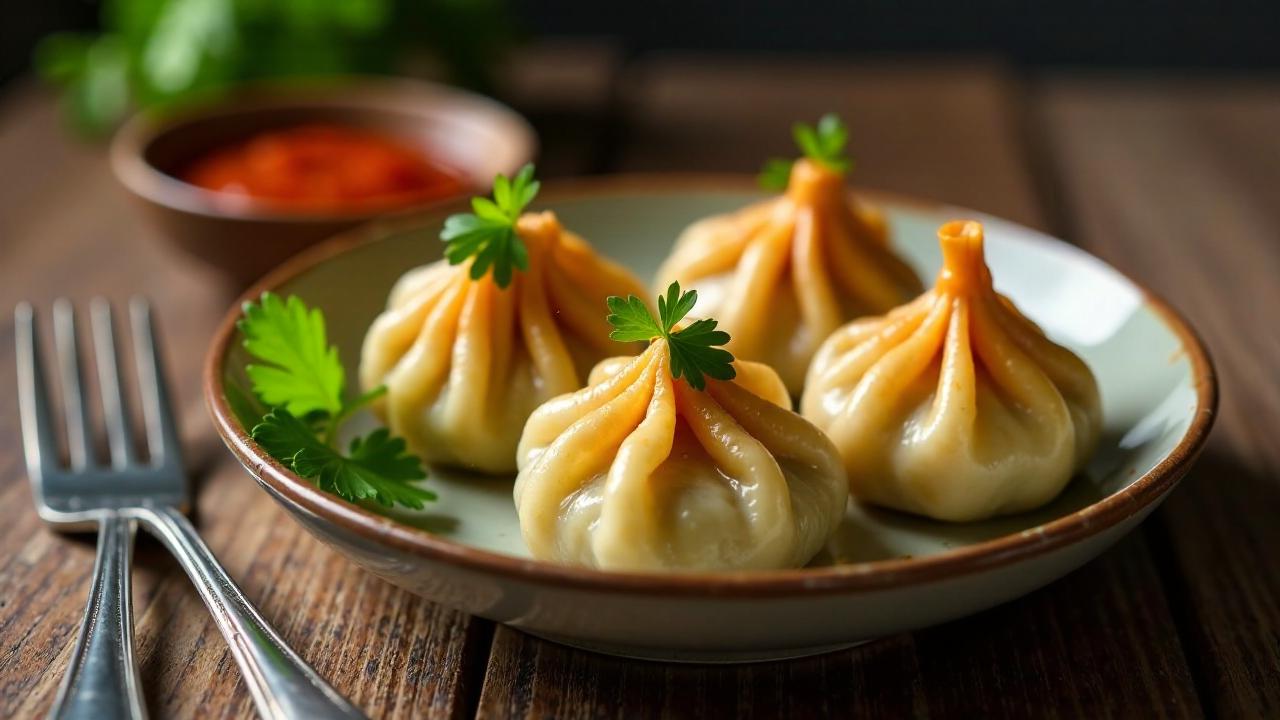 Spicy Buff Momos mit Chili-Dip