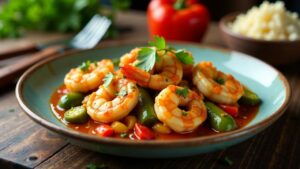 Spicy Shrimp with Okra