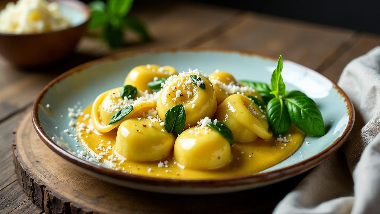 Spinatmaultaschen mit Buttersoße