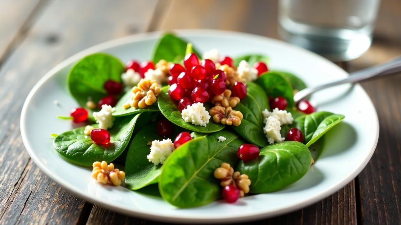 Spinatsalat mit Granatapfelkernen