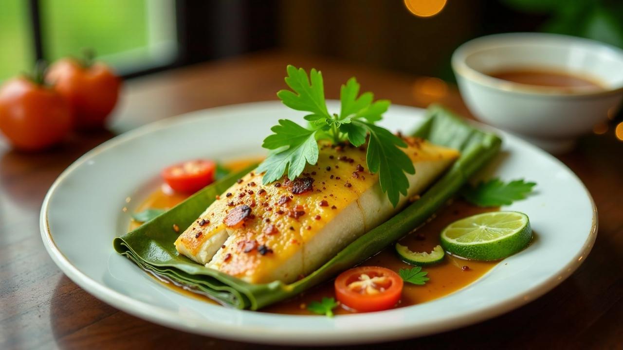 Steamed Fish in Banana Leaves (Gedämpfter Fisch in Bananenblättern)