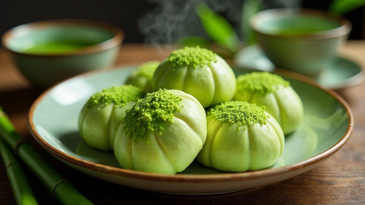 Steamed Matcha Buns