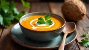 Sweet Potato-Suppe mit Ingwer und Kokos