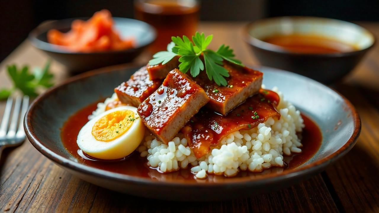 Taiwanese Braised Pork Rice (Geschmortes Schweinefleisch auf Reis)