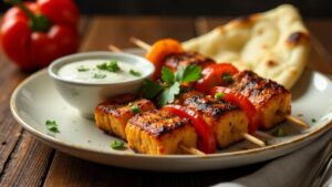 Tandoori Kebab mit Joghurt-Dip