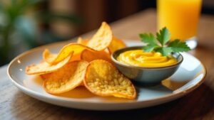 Taro-Crisps mit Mango-Dip