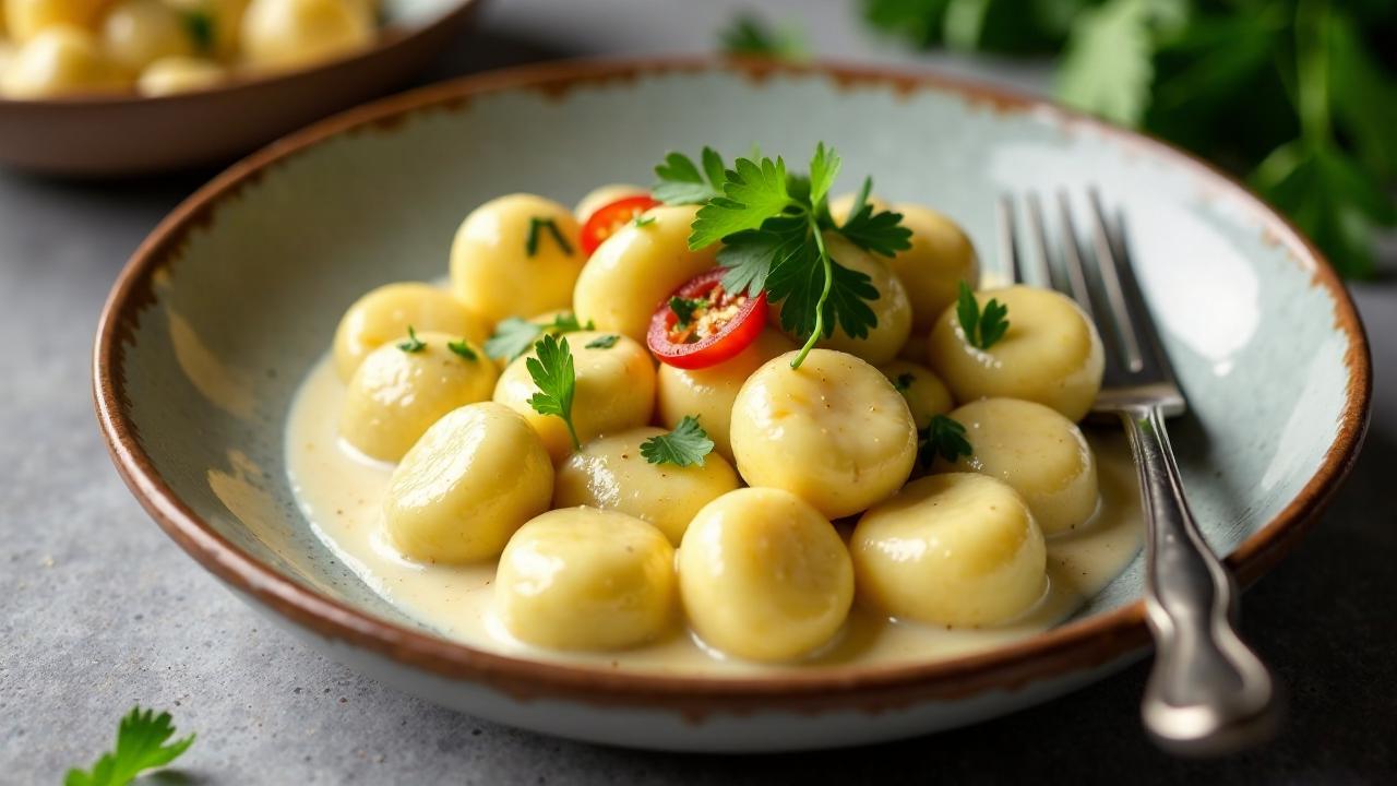 Taro-Gnocchi in Kokoscreme