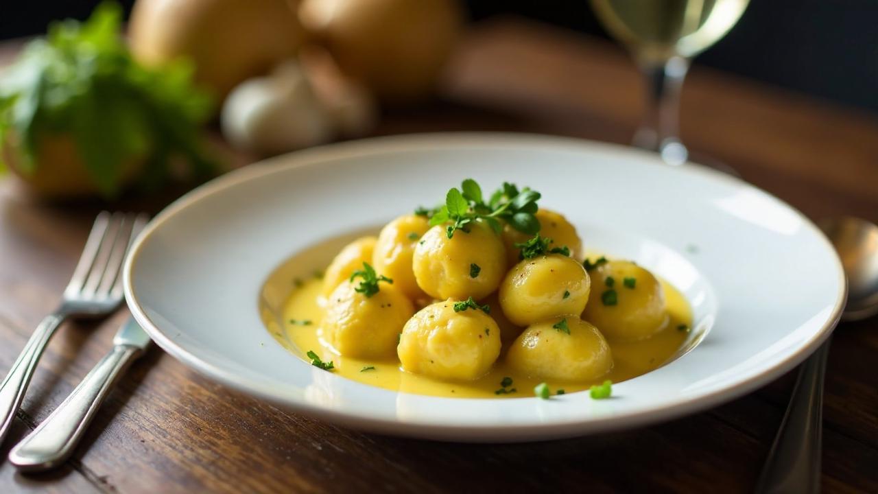 Taro-Gnocchi in Kräuterbutter