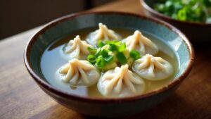 Taro-Knödel in Hühnerbrühe