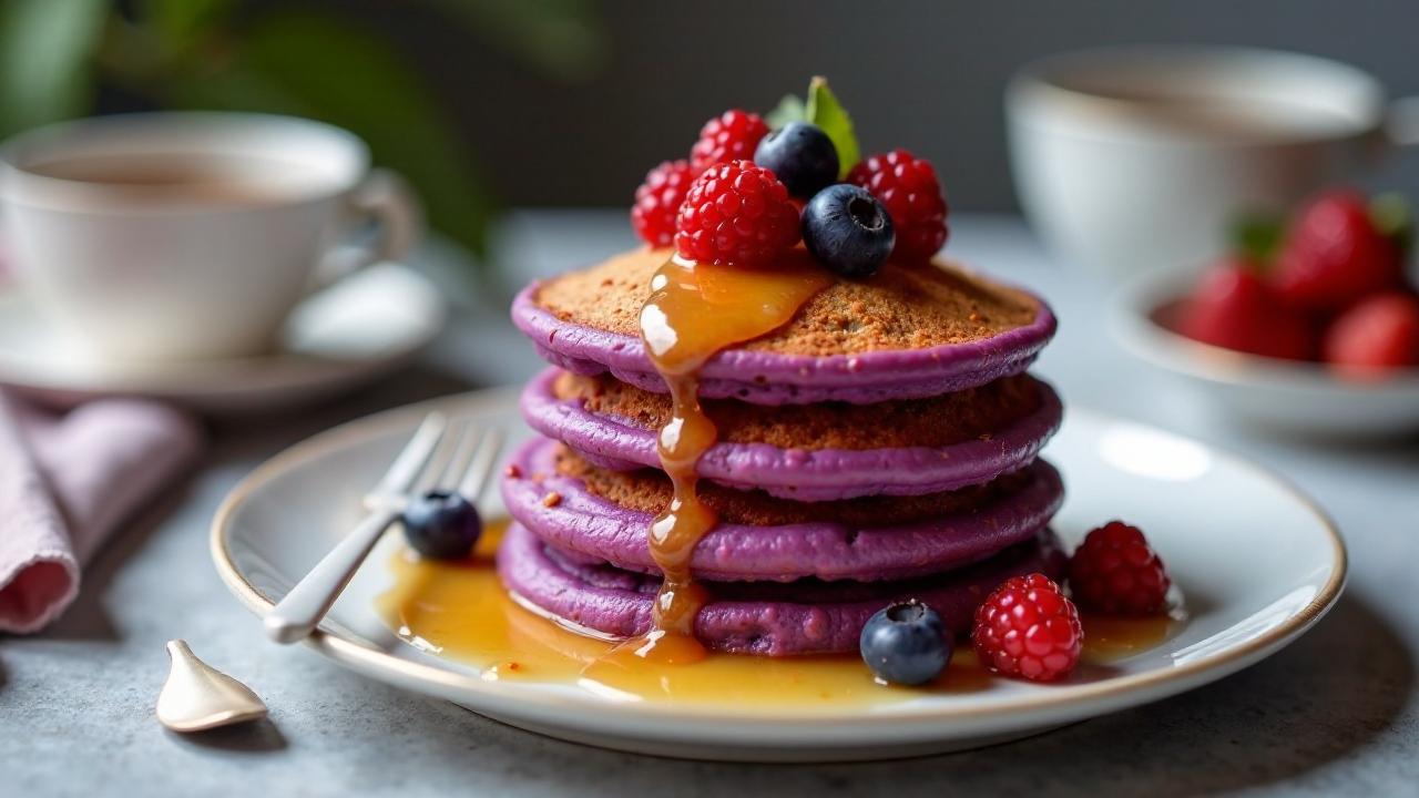 Taro-Pancakes mit Honigsirup