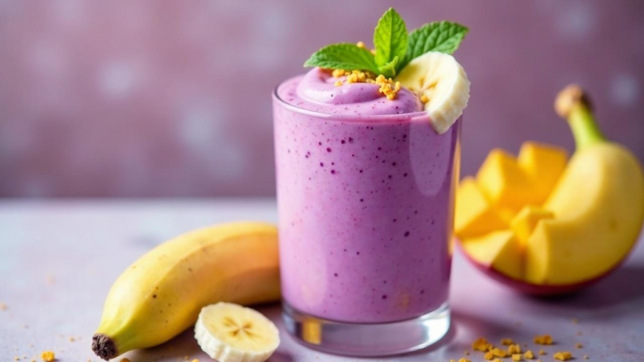 Taro-Smoothie mit tropischen Früchten