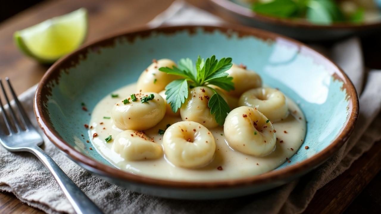 Taro Gnocchi mit einer Kokosnuss-Zitronengras-Sauce