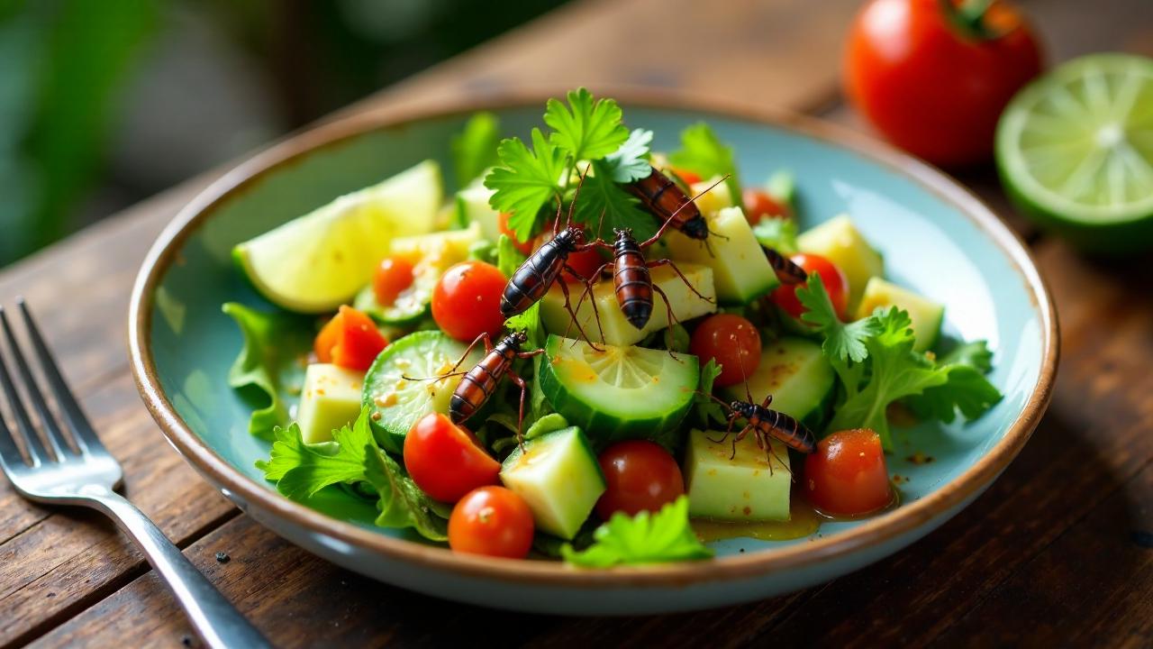 Thai-Insekten-Salat mit Limettendressing