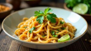 Thai-Käsespätzle mit Erdnusssauce