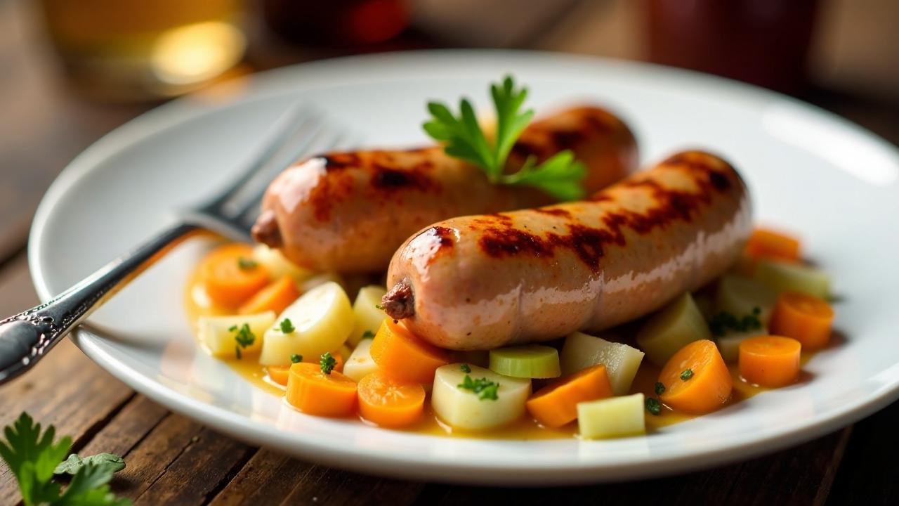 Thüringer Rostbratwurst an Lauchgemüse