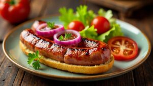 Thüringer Rostbratwurst auf Maisbrot