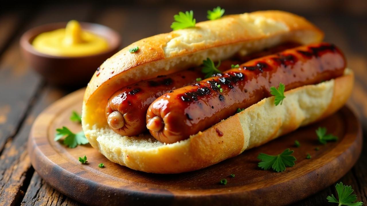 Thüringer Rostbratwurst im Knoblauch-Brötchen