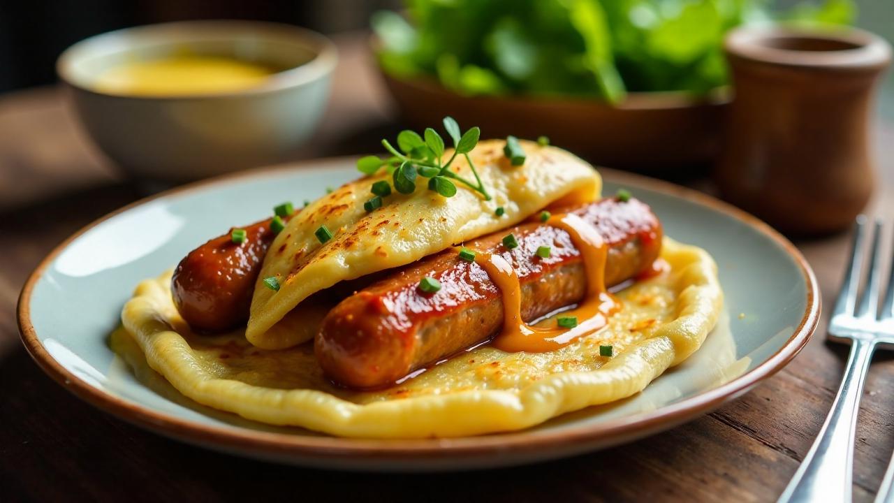 Thüringer Rostbratwurst im Pfannkuchen