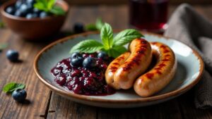 Thüringer Rostbratwurst mit Blaubeer-Chutney