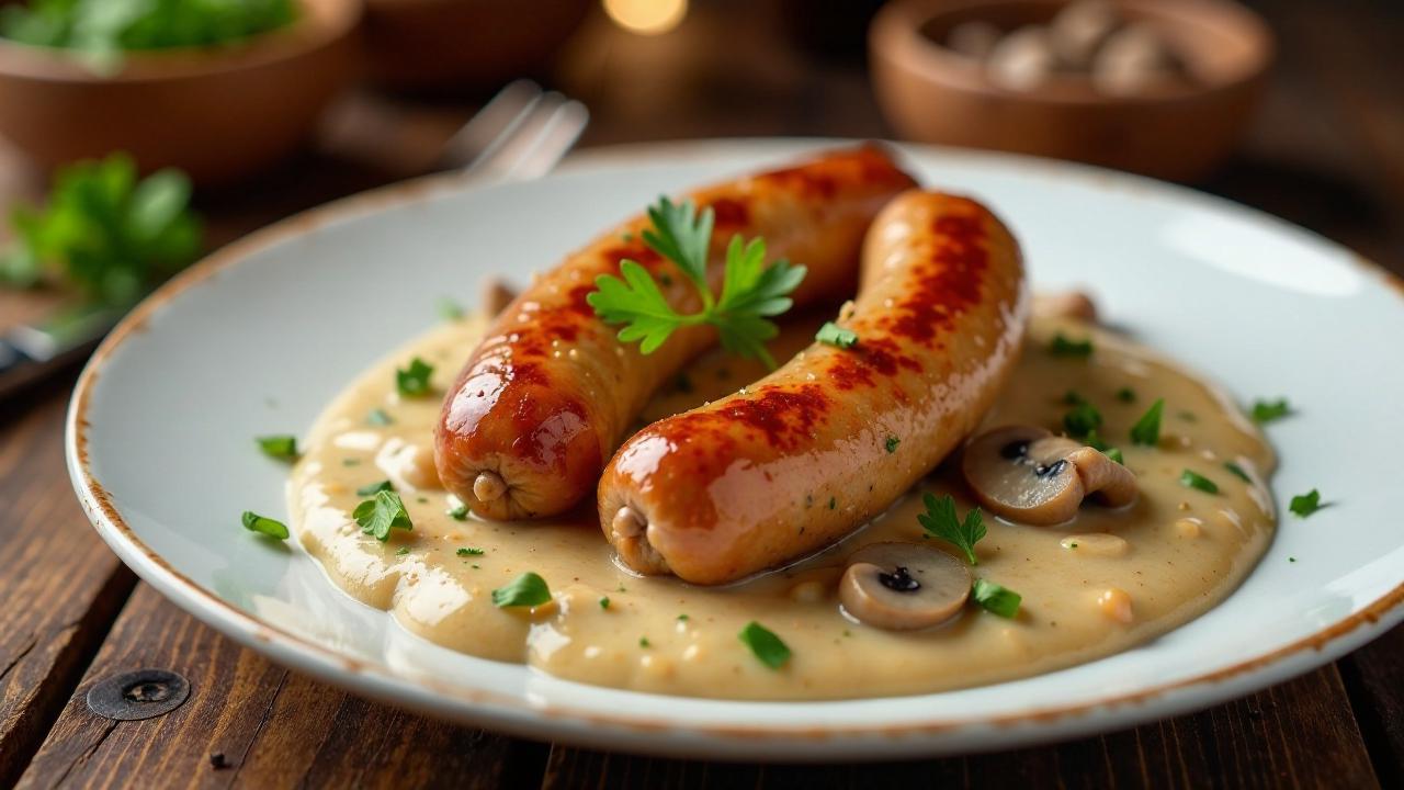 Thüringer Rostbratwurst mit Champignonrahm