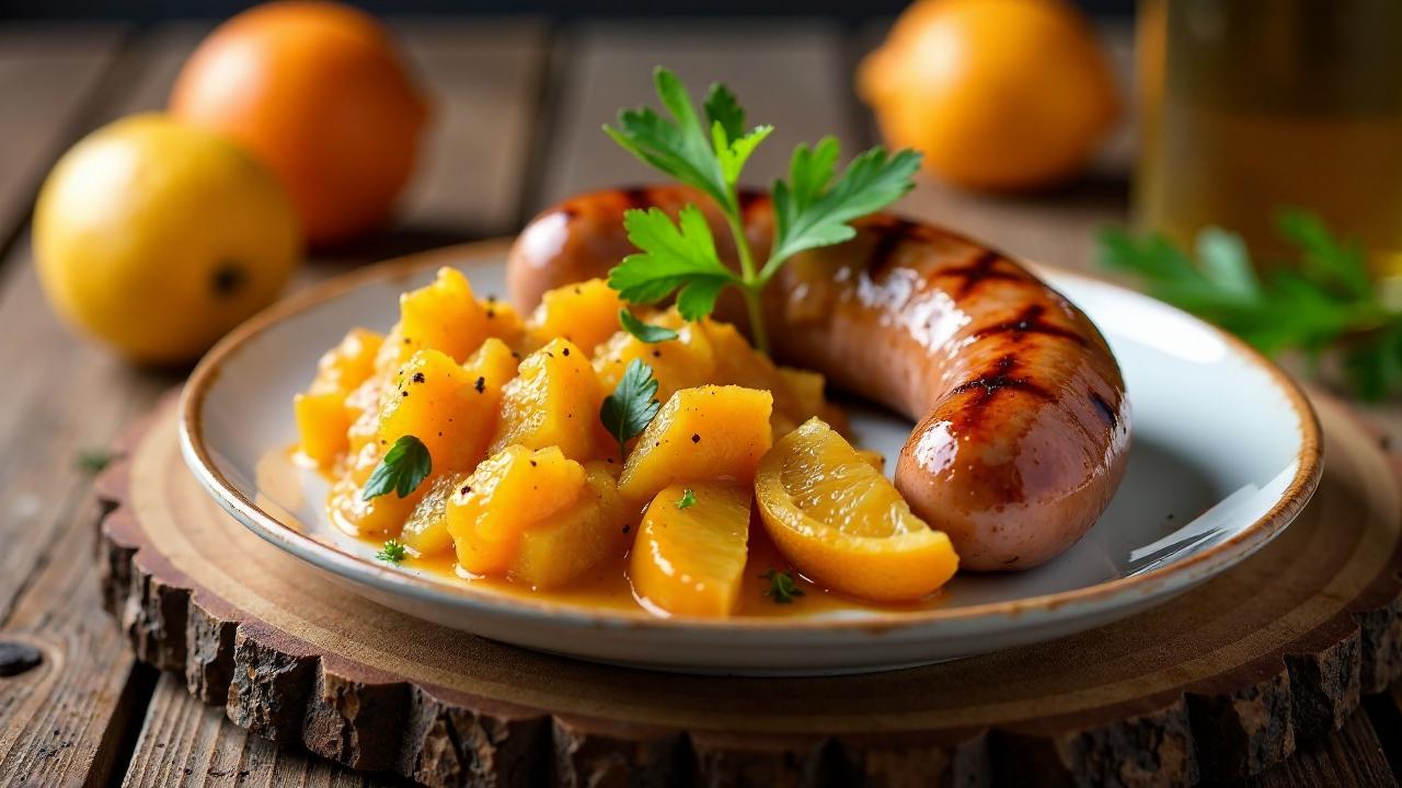 Thüringer Rostbratwurst mit Quittenkompott