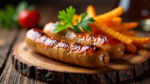 Thüringer Rostbratwurst mit Süßkartoffel-Pommes