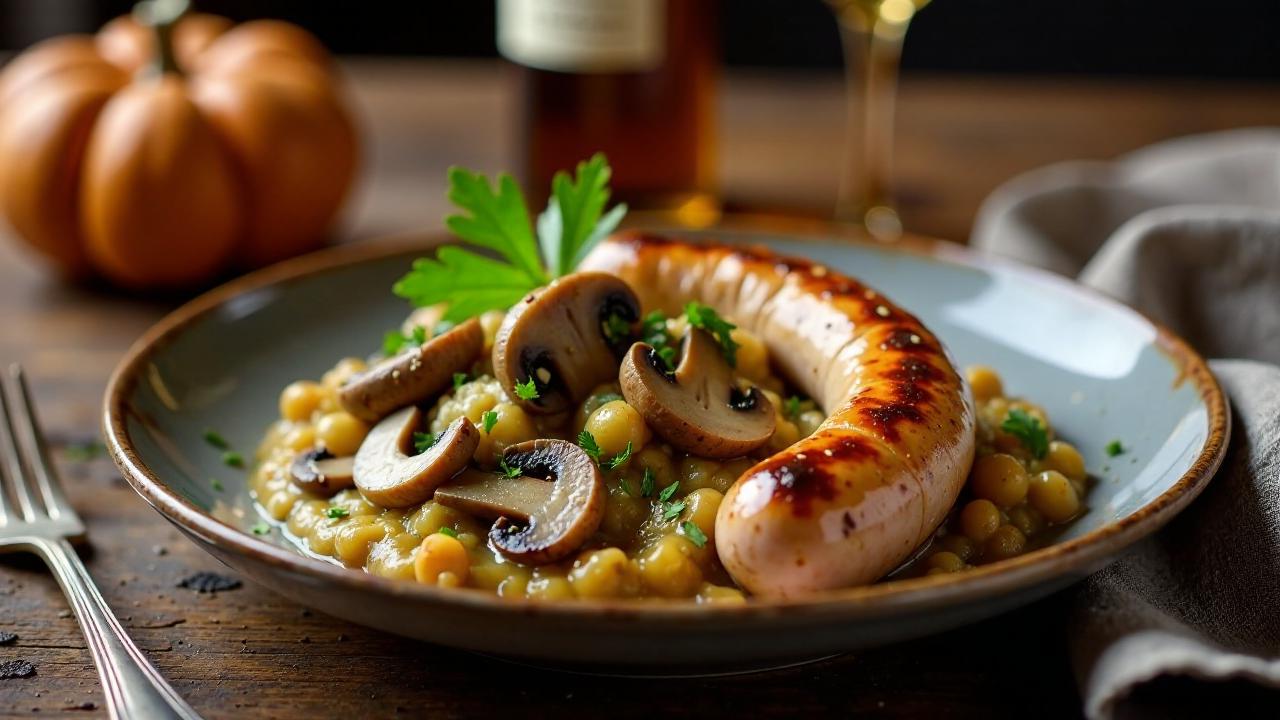 Thüringer Rostbratwurst mit Waldpilz-Ragout